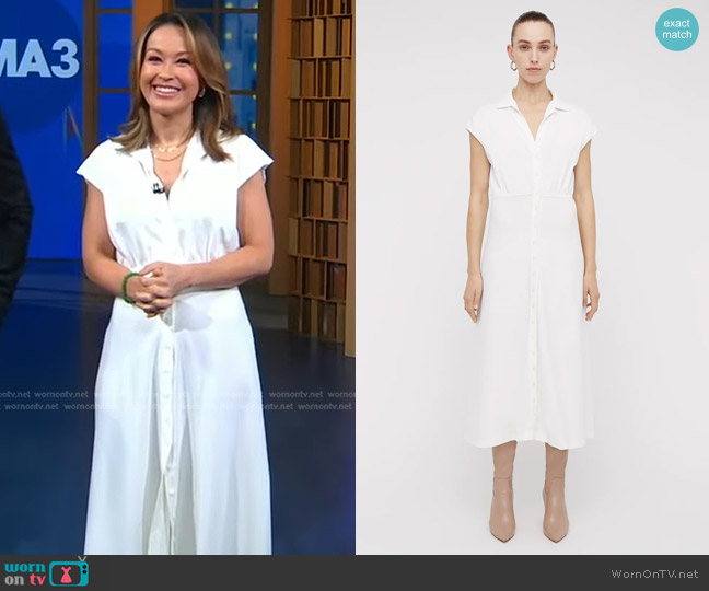 Scanlan Theodore Crepe Knit Shirt Dress worn by Eva Pilgrim on Good Morning America