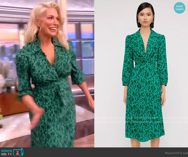 Scanlan Theodore Silk Botanical Dress Verde worn by Hannah Waddingham on The View