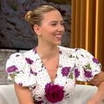 Scarlett Johansson’s purple floral dress on CBS Mornings