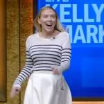 Scarlett Johansson’s white midi skirt on Live with Kelly and Mark