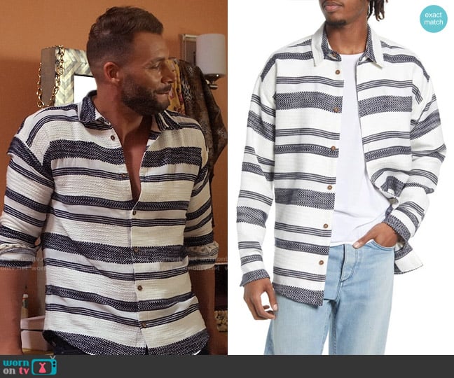 Scotch & Soda Basketweave Voile Button-Up Shirt worn by Preston Horace (Trinity Whiteside) on Tyler Perrys Sistas