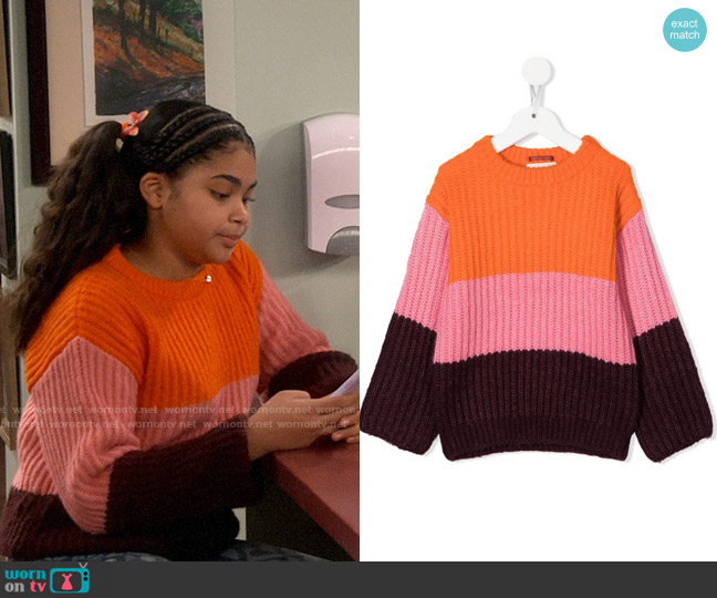 Scotch & Soda Colour-block ribbed-knit jumper worn by Millicent (Jaidyn Triplett) on iCarly