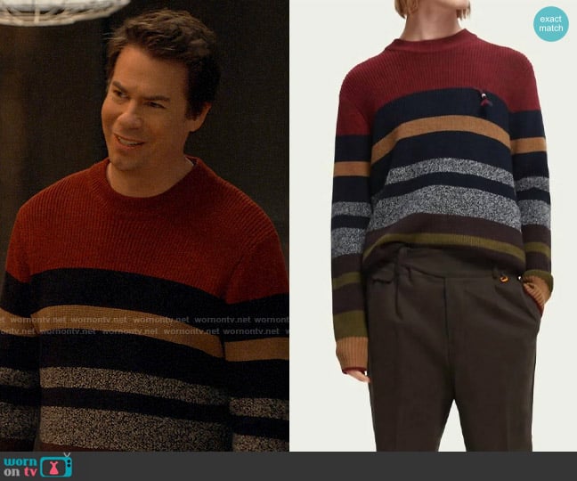 Scotch & Soda Striped Relaxed Rib Knit Sweater worn by Spencer Shay (Jerry Trainor) on iCarly