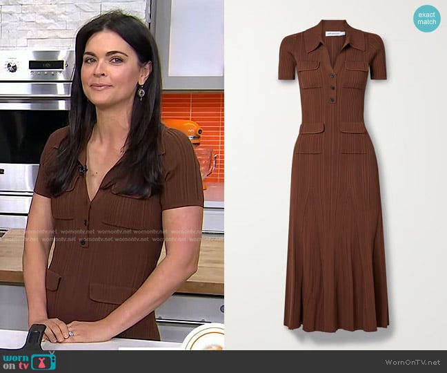 Self Portrait Pleated Ribbed-Knit Midi Dress worn by Katie Lee Biegel on Today