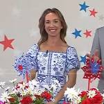 Shannon Doherty’s white and blue floral mini dress on Today