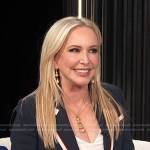 Shannon Beador’s navy stripe trim blazer on E! News