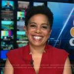 Sharon Epperson’s red  v-neck dress on NBC News Daily