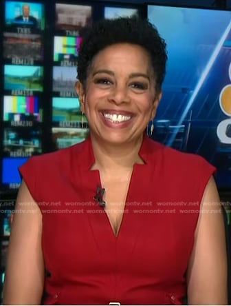 Sharon Epperson's red  v-neck dress on NBC News Daily