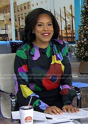 Sheinelle's black floral blouse on Today