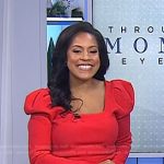 Sheinelle’s red puff sleeve square neck sweater on Today