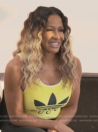 Sheree's yellow Gucci logo swimsuit on The Real Housewives of Atlanta