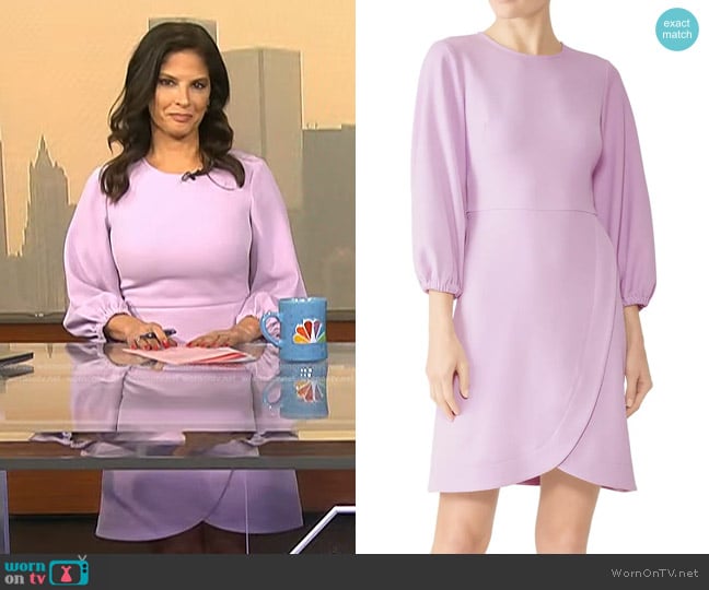 Shoshanna Lavender Puff Sleeve Dress worn by Darlene Rodriguez on Today