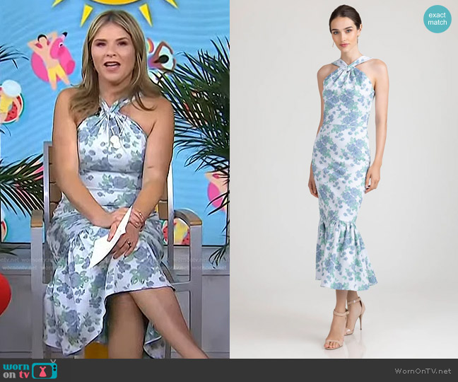 Shoshanna Lennox Floral Stretch Jaqaurd Midi Dress worn by Jenna Bush Hager on Today