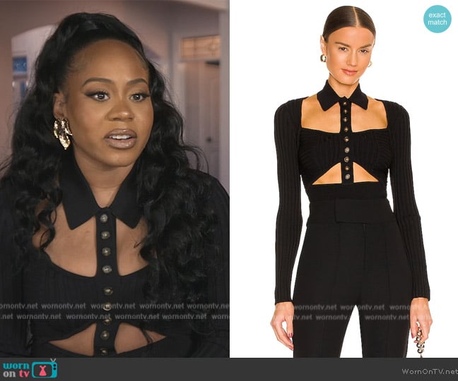 Significant Other Delta Knit Top worn by Shari Richards on The Real Housewives of Atlanta