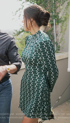 Sistine's green printed mock neck dress on The Family Stallone