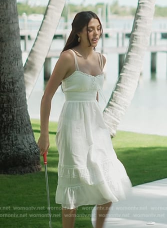 Sistine’s white smocked waist dress on The Family Stallone