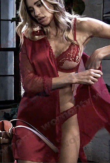 Sloan's red mesh sleeve robe on Days of our Lives