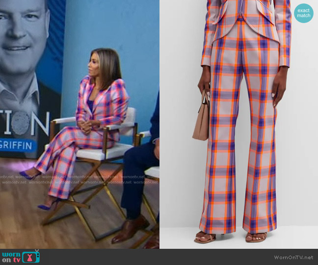 Smythe Wide-Leg Plaid Trousers worn by Sara Azari on Good Morning America