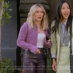 Sophie’s purple leather jeans and cardigan on How I Met Your Father