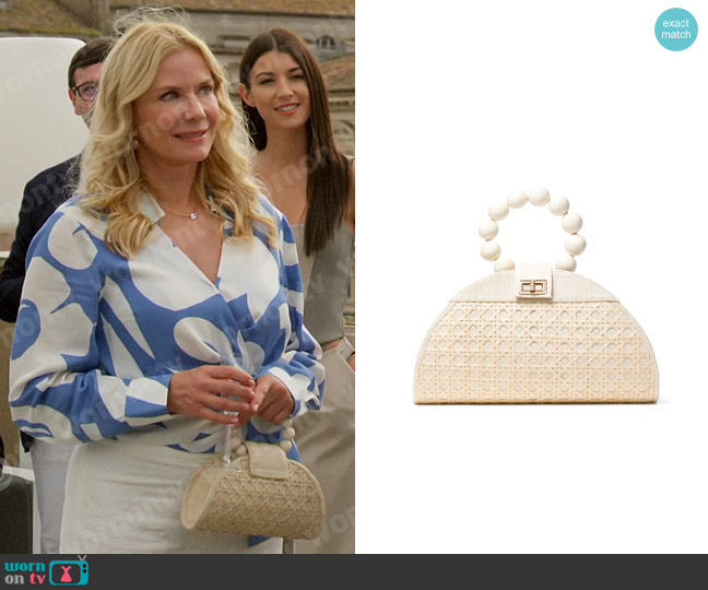 The Isabella White & Cream Rattan Woven Handbag, Soli & Sun