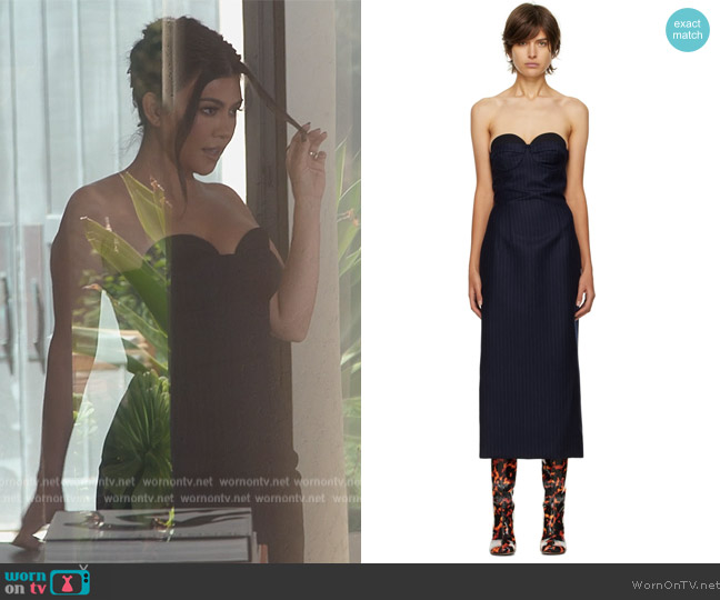 Sportmax Navy Flipper Midi Dress worn by Kourtney Kardashian (Kourtney Kardashian) on The Kardashians