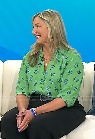 Stacy Chapin's green floral button down shirt on Today