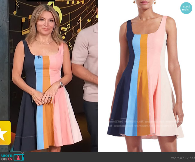 Staud Wells Stripe Fit & Flare Mini Dress worn by STAUD Wells Stripe Fit & Flare Minidress  on Access Hollywood