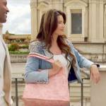 Steffy’s embellished denim jacket and pleated skirt in Italy on The Bold and the Beautiful