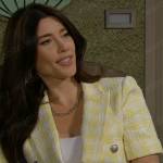 Steffy’s yellow tweed jacket and shorts on The Bold and the Beautiful