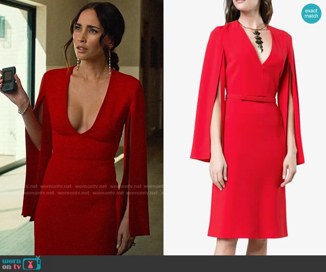 Stella McCartney V neck split sleeve midi dress worn by Ruby Gale (Priscilla Quintana) on Based on a True Story