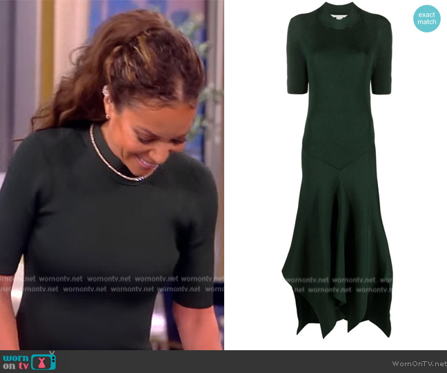 Stella McCartney Asymmetric Ribbed-knit Dress worn by Sunny Hostin on The View