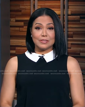 Stephanie's black contrast collar sleeveless top on Good Morning America