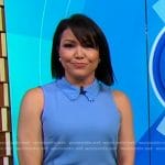 Stephanie’s blue embellished collar sleeveless top on Good Morning America