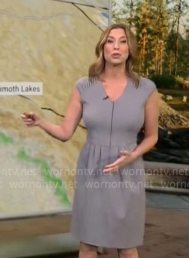 Stephanie Abrams’s grey v-neck dress on CBS Mornings