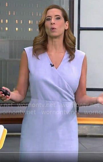 Stephanie Abrams' light blue cross front dress on CBS Mornings