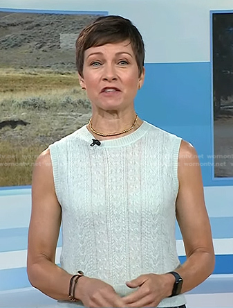 Stephanie’s mint cable knit vest on Today