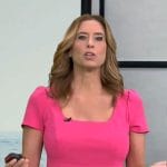 Stephanie Abrams’s pink square-neck dress on CBS Mornings