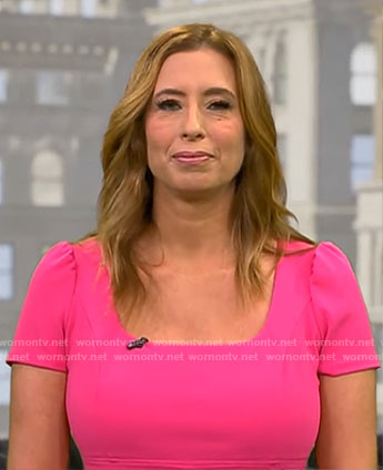 Stephanie Abrams's pink square-neck dress on CBS Mornings