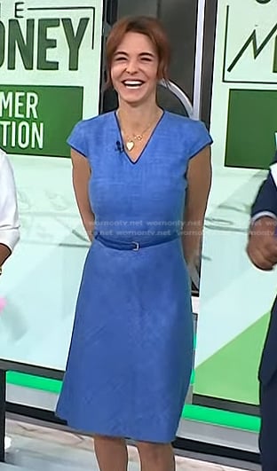 Stephanie Ruhle’s blue belted v-neck dress on Today