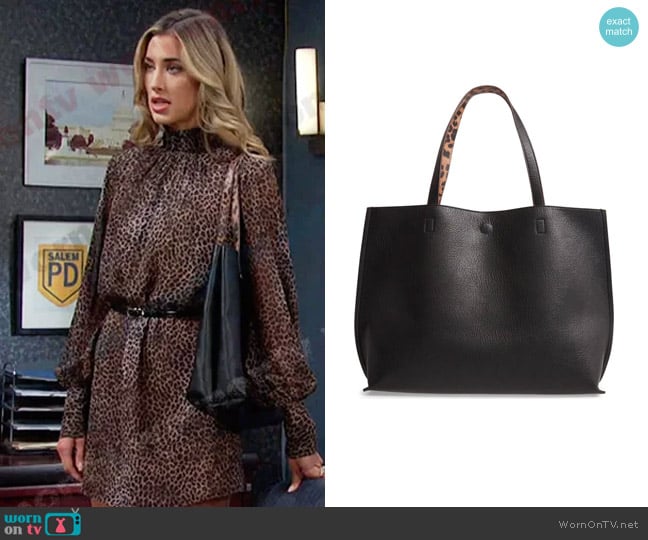 Street Level Reversible Faux Leather Tote worn by Sloan Peterson (Jessica Serfaty) on Days of our Lives