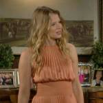 Summer’s coral pleated dress on The Young and the Restless