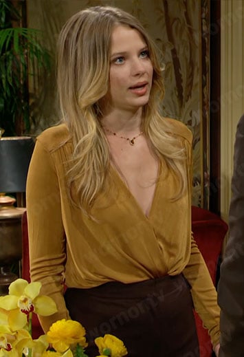 Summer’s yellow cross front top on The Young and the Restless