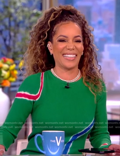 Sunny's green ribbed printed dress on The View