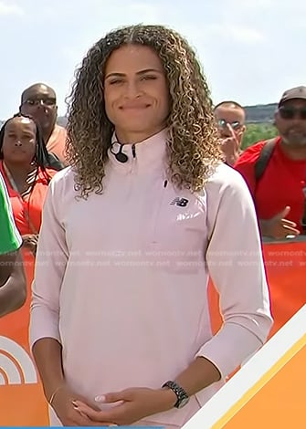 Sydney McLaughlin-Levrone's pink quarter-zip logo top on Today