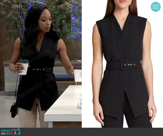 WornOnTV: Jordan’s pinstripe belted vest on General Hospital | Tanisha ...