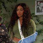 Talia’s green cropped hoodie and mini skirt on Days of our Lives