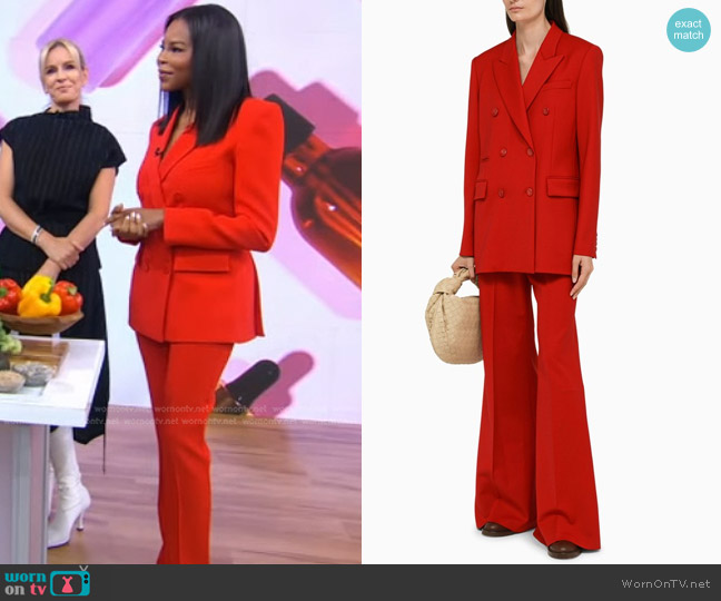 The Double F Chloe Wool Double-Breasted Blazer and Pants worn by Dr. Michelle Henry on Good Morning America