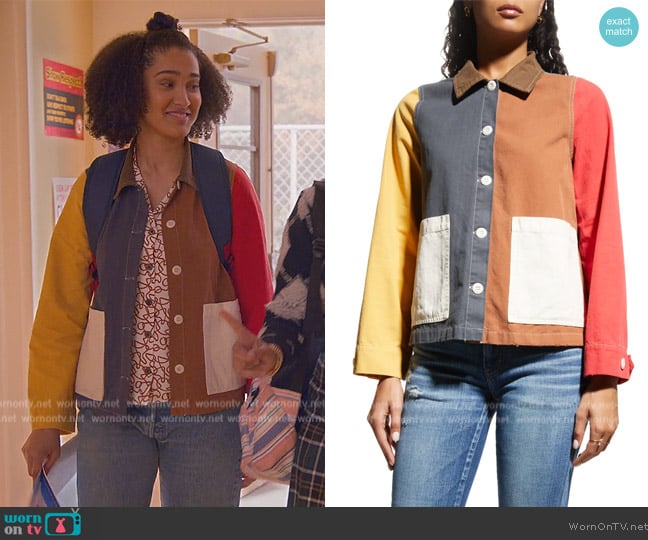 The Great The Chore Coat Vintage Multi-Color Classic Jacket worn by Fabiola Torres (Lee Rodriguez) on Never Have I Ever