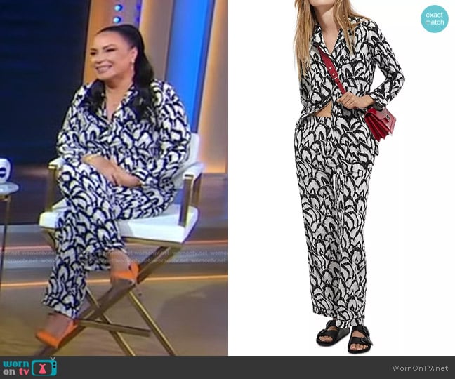 The Kooples Printed Silk Shirt and Pants worn by Angie Martinez on Good Morning America