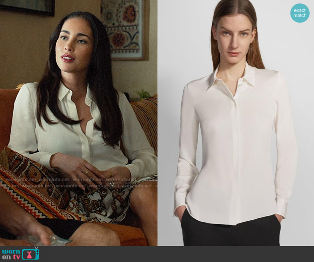 Ruby’s white button down blouse on Based on a True Story